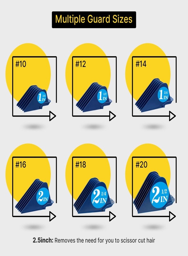 CR8GR8 Clipper Guards for Wahl 10 12 14 16 18 20 Hair Clipper Guards 6pcs Extra Long Clipper Guard Attachments 2.5 Inch Clipper Guides Multiple Sizes Universal 2.5", 2.25", 2", 1.75", 1.5", 1.25" (Blue) - Image 5